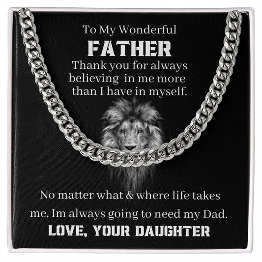 To My Wonderful Father - Thank You - Cuban Link Chain